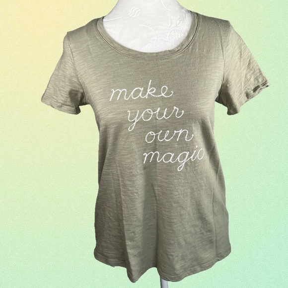 Lauren Conrad Short Sleeve Shirt Make your own magic Green XS - Picture 2 of 7